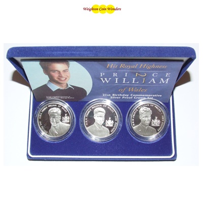 2003 Silver Proof 3-Coin Set - Prince William 21st Birthday